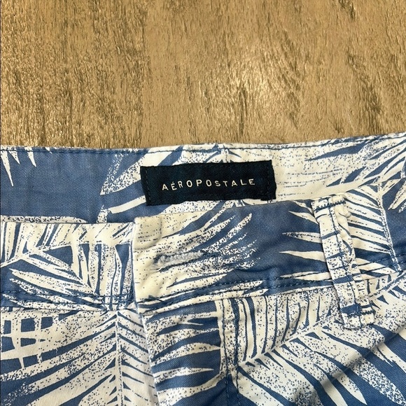 Aeropostale Blue and White Palm Print Men's Shorts - Picture 2 of 6